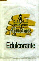 Sobres de edulcorantes de la marca de café CAPUCHINOS. Sobres de edulcorantes de la marca de café CAPUCHINOS.