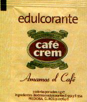 Sobres de edulcorantes de la marca de café CREM. Sobres de edulcorantes de la marca de café CREM.