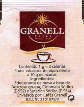 Sobres de edulcorantes de la marca de café GRANELL. Sobres de edulcorantes de la marca de café GRANELL.