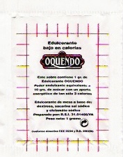 Sobres de edulcorantes de España de la marca de café OQUENDO. Sobres de edulcorantes de España de la marca de café OQUENDO.