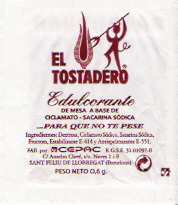 Sobres de edulcorantes de la marca de café EL TOSTADERO. Sobres de edulcorantes de la marca de café EL TOSTADERO.
