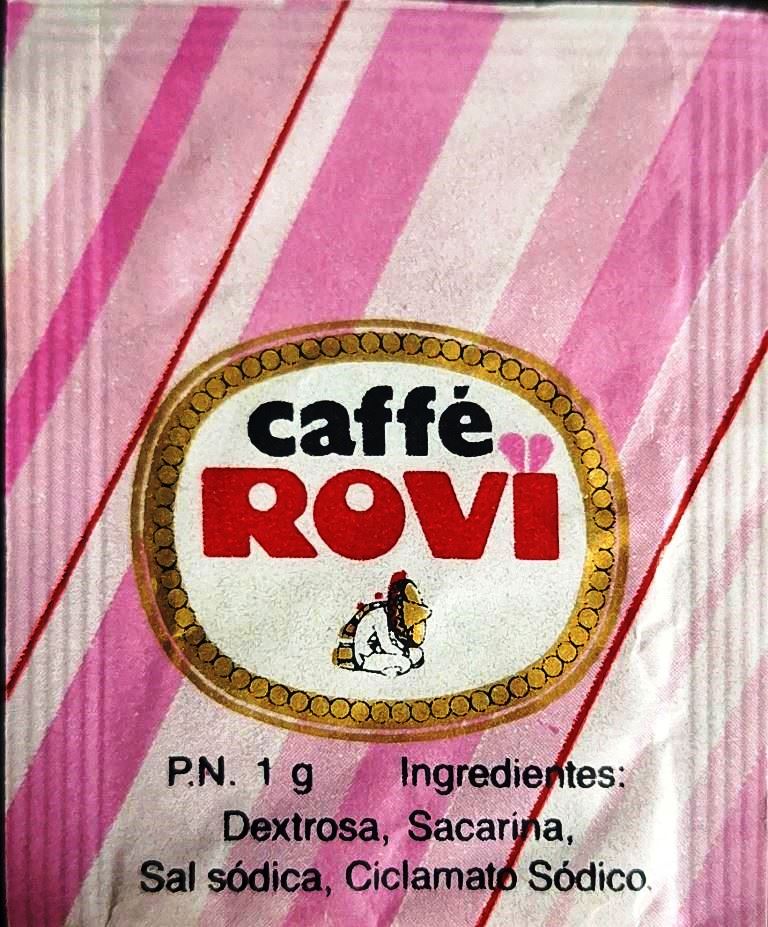 Sobres de edulcorantes de España de la marca de café ROVI. Sobres de edulcorantes de España de la marca de café ROVI.