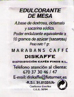 Sobres de edulcorantes de España de la marca de café MARABANS. Sobres de edulcorantes de España de la marca de café MARABANS.