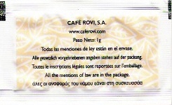Sobres de edulcorantes de España de la marca de café ROVI. Sobres de edulcorantes de España de la marca de café ROVI.