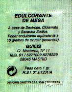 Sobres de edulcorantes de la marca de café GUILIS. Sobres de edulcorantes de la marca de café GUILIS.