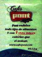 Sobres de edulcorantes de España de la marca de café PONT. Sobres de edulcorantes de España de la marca de café PONT.