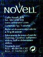 Sobres de edulcorantes de España de la marca de café NOVELL. Sobres de edulcorantes de España de la marca de café NOVELL.
