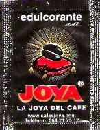 Sobres de edulcorantes de la marca de café JOYA. Sobres de edulcorantes de la marca de café JOYA.
