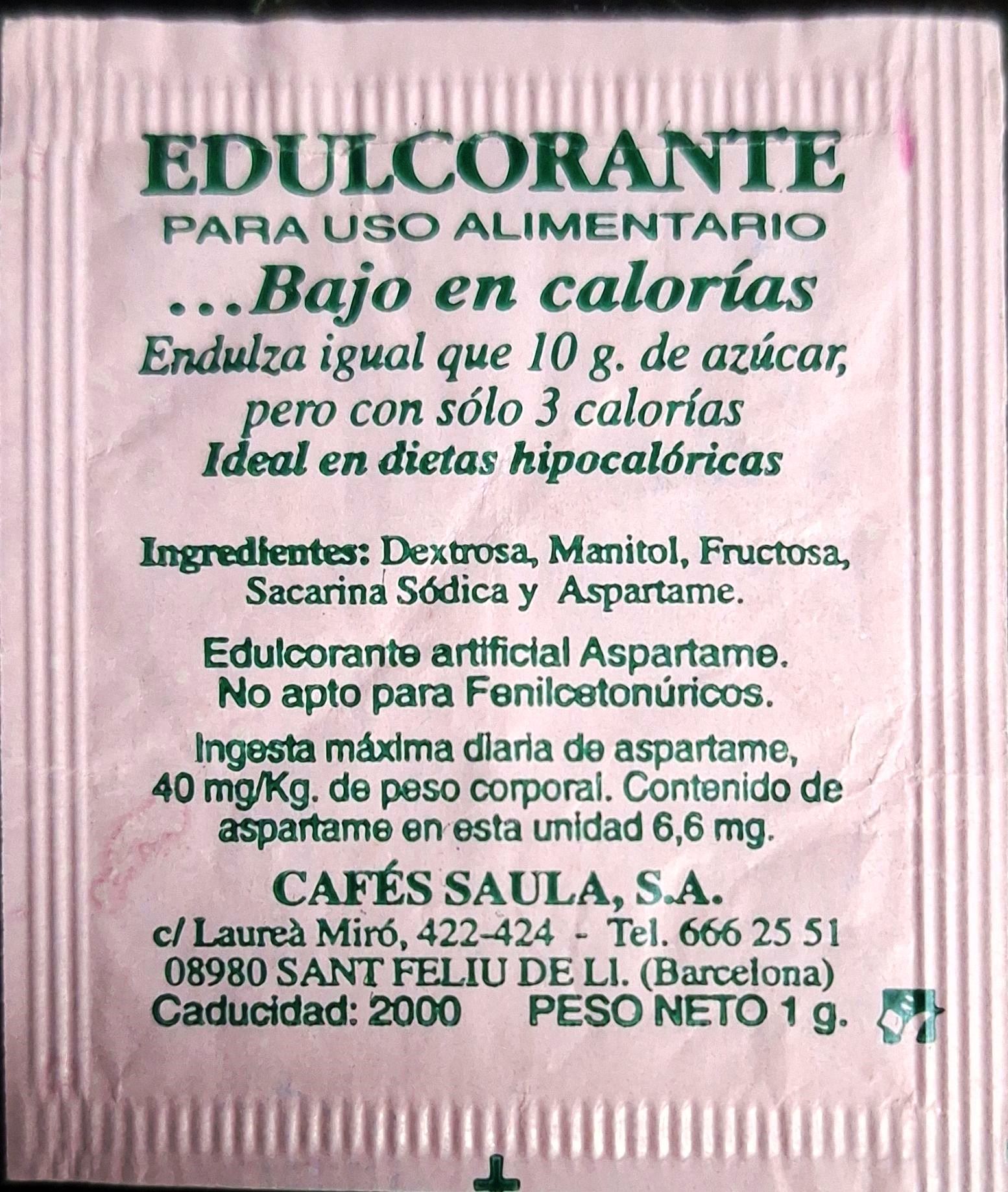 Sobres de edulcorantes de España de la marca de café SAULA. Sobres de edulcorantes de España de la marca de café SAULA.