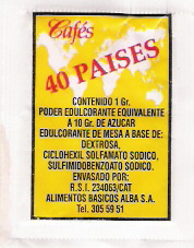 Sobres de edulcorantes de la marca de café 40 paises. Sobres de edulcorantes de la marca de café 40 paises.