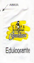 Sobres de edulcorantes de la marca de café CAPUCHINOS. Sobres de edulcorantes de la marca de café CAPUCHINOS.
