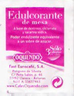 Sobres de edulcorantes de España de la marca de café OQUENDO. Sobres de edulcorantes de España de la marca de café OQUENDO.