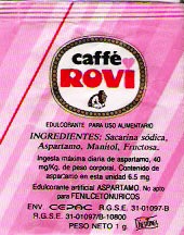 Sobres de edulcorantes de España de la marca de café ROVI. Sobres de edulcorantes de España de la marca de café ROVI.