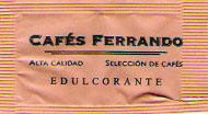 Sobres de edulcorantes de la marca de café FERRANDO. Sobres de edulcorantes de la marca de café FERRANDO.