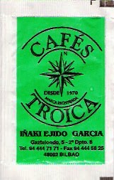 Sobres de edulcorantes de la marca de café TROICA Sobres de edulcorantes de la marca de café TROICA