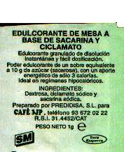 Sobres de edulcorantes de la marca de café 3JP. Sobres de edulcorantes de la marca de café 3JP.