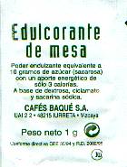 Sobres de edulcorantes de la marca de café BAQUE. Sobres de edulcorantes de la marca de café BAQUE.