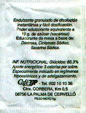 Sobres de edulcorantes de la marca de café 3JP. Sobres de edulcorantes de la marca de café 3JP.