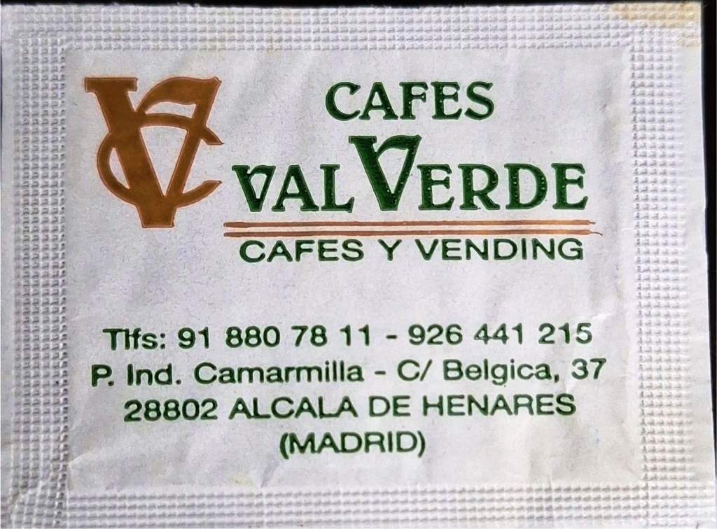 Sobres de edulcorantes de la marca de café VALVERDE Sobres de edulcorantes de la marca de café VALVERDE