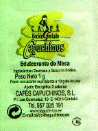 Sobres de edulcorantes de la marca de café CAPUCHINOS. Sobres de edulcorantes de la marca de café CAPUCHINOS.