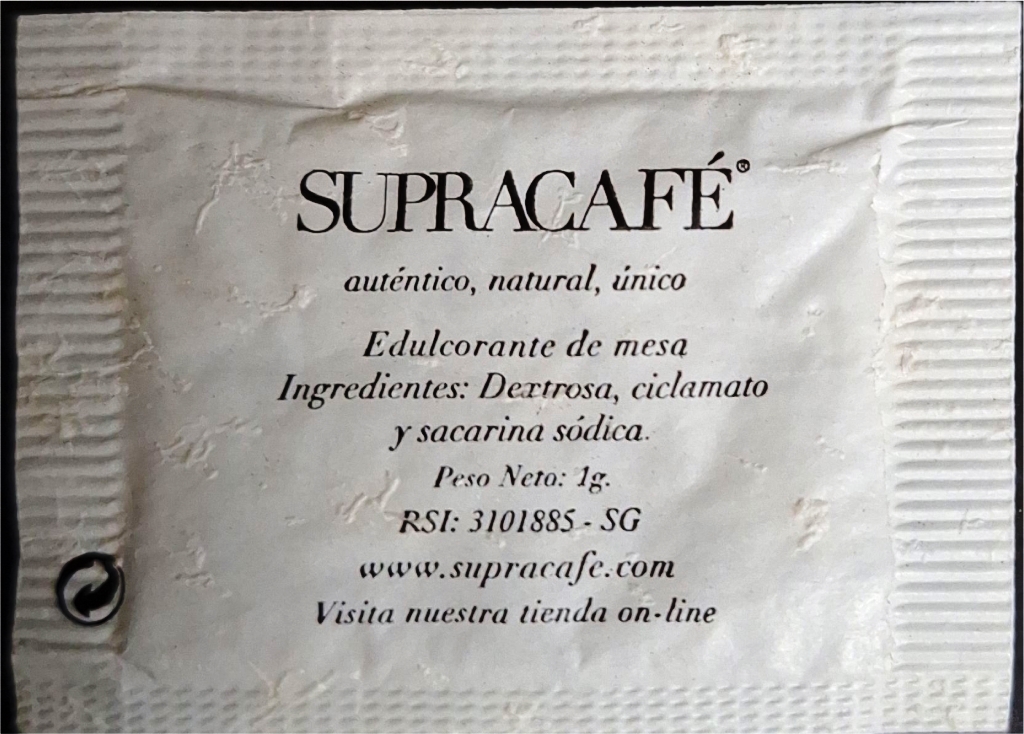Sobres de edulcorantes de España de la marca de café SUPRACAFÉ. Sobres de edulcorantes de España de la marca de café SUPRACAFÉ.