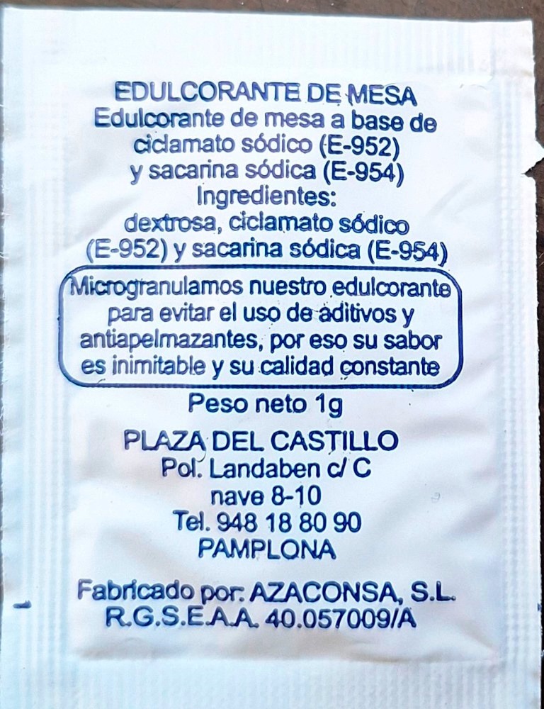 Sobres de edulcorantes de España de la marca de café PLAZA DEL CASTILLO. Sobres de edulcorantes de España de la marca de café PLAZA DEL CASTILLO.