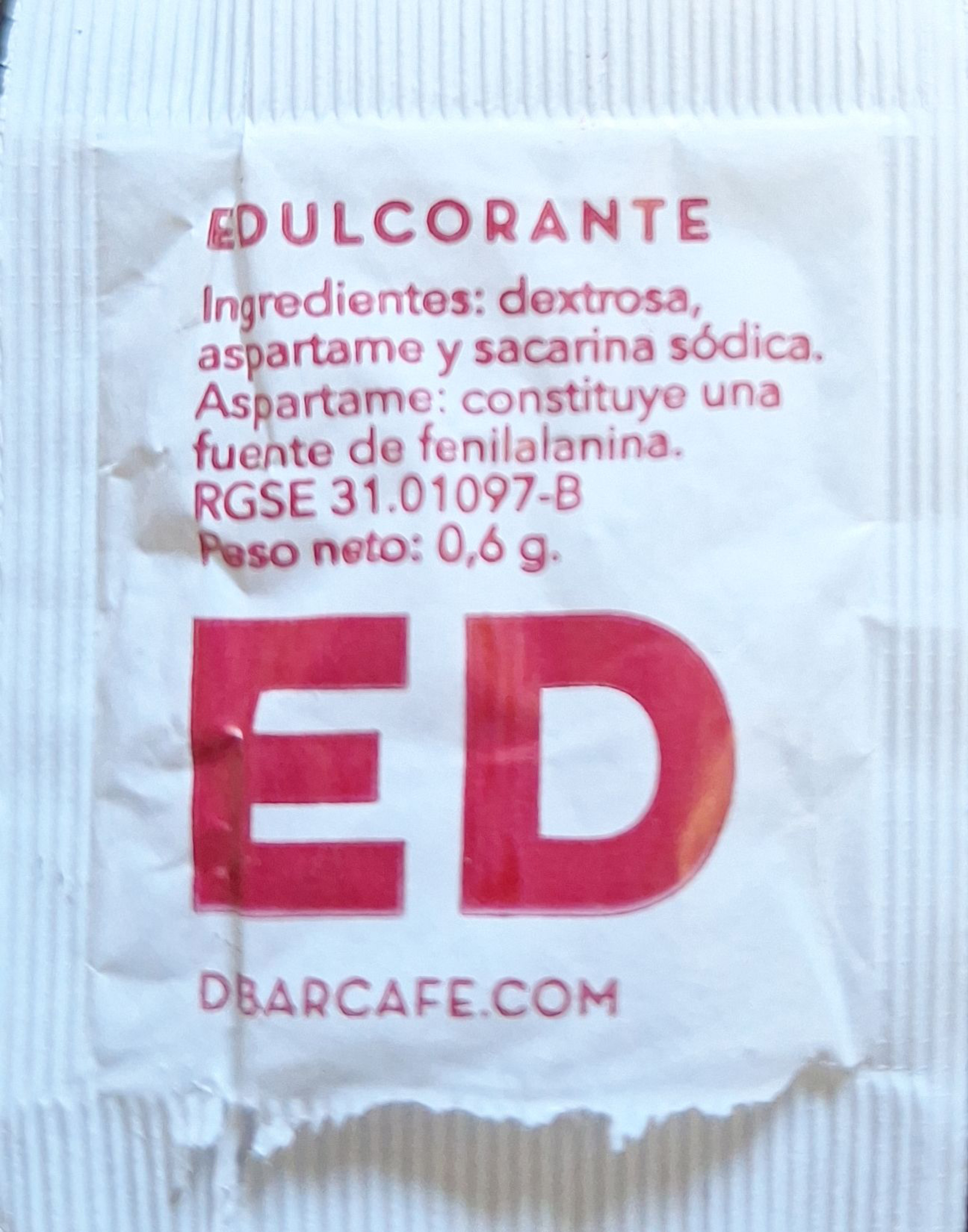 Sobres de edulcorantes de la marca de café DIBAR. Sobres de edulcorantes de la marca de café DIBAR.