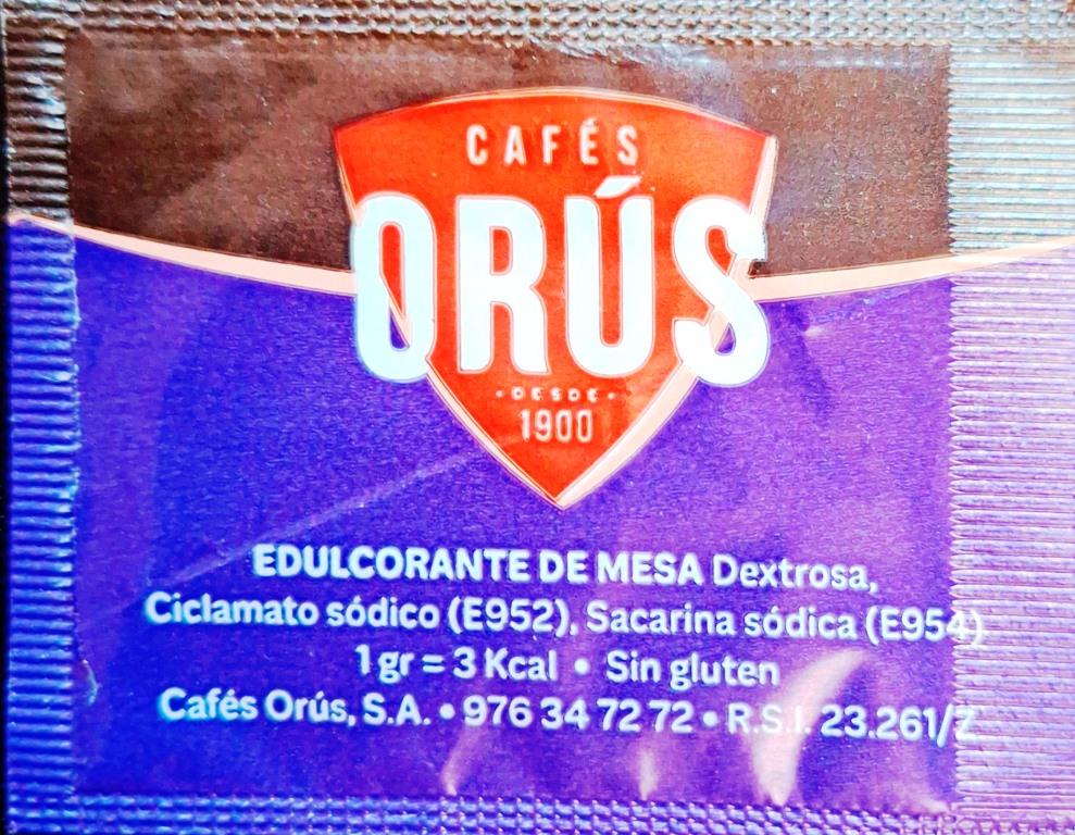 Sobres de edulcorantes de España de la marca de café ORUS. Sobres de edulcorantes de España de la marca de café ORUS.