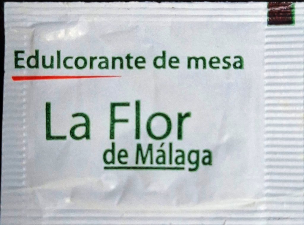 Sobres de edulcorantes de la marca de edulcorante LA FLOR DE MÁLAGA. Sobres de edulcorantes de la marca de edulcorante LA FLOR DE MÁLAGA.