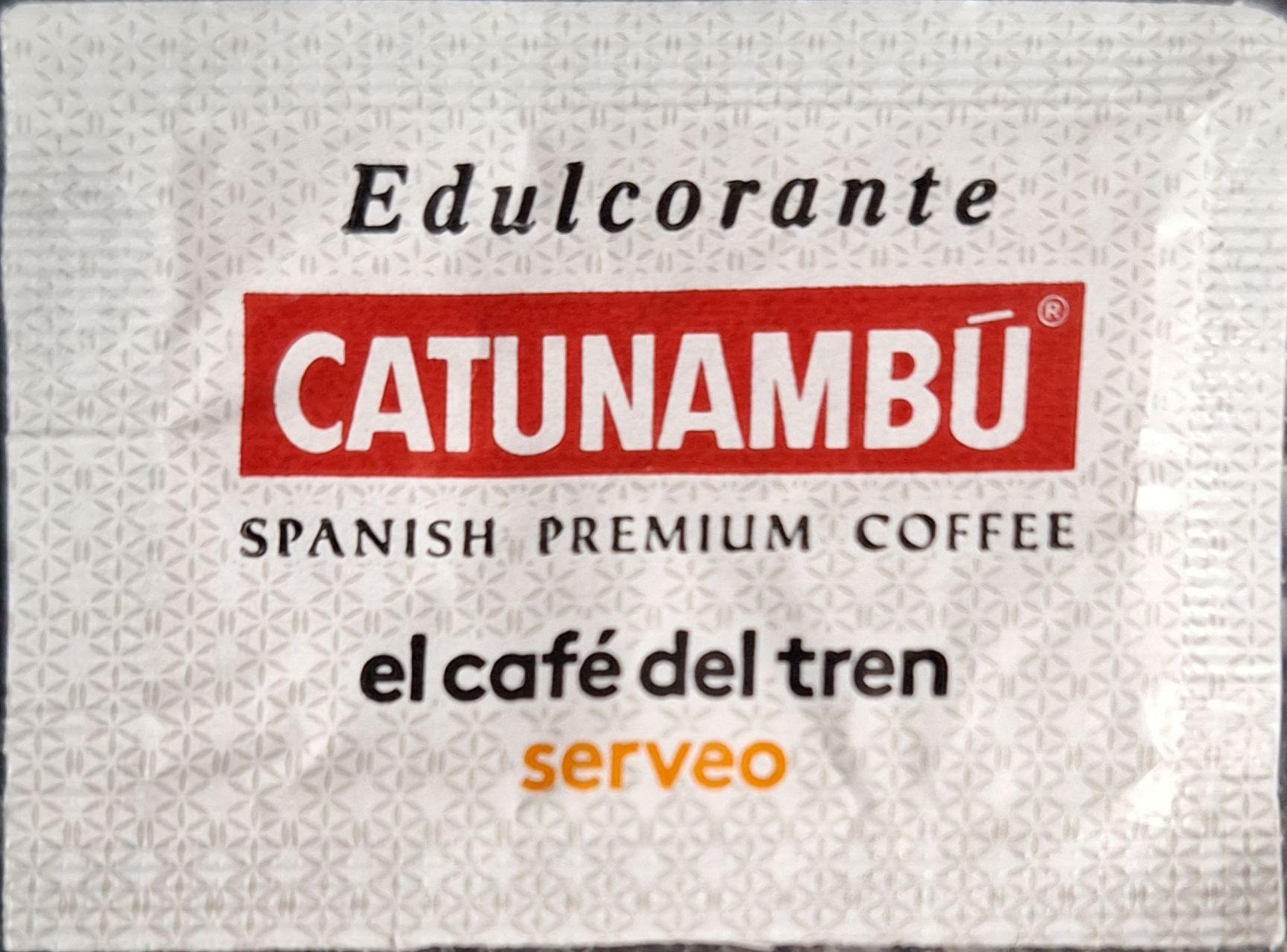 Sobres de edulcorantes de la marca de café CATUNANBÚ. Sobres de edulcorantes de la marca de café CATUNANBÚ.