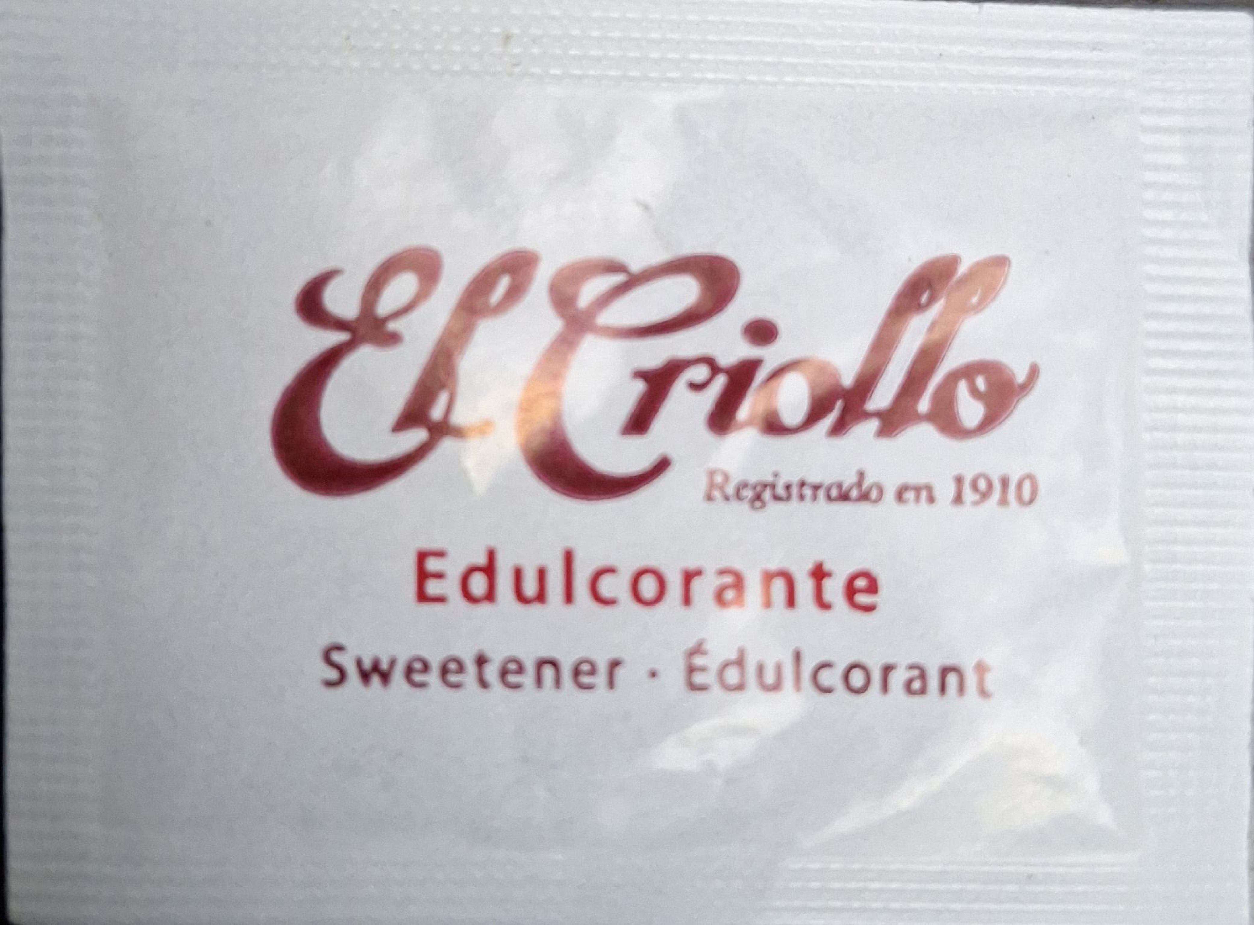 Sobres de edulcorantes de la marca de café EL CRIOLLO. Sobres de edulcorantes de la marca de café EL CRIOLLO.