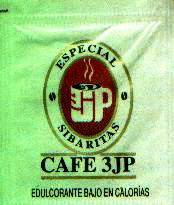 Sobres de edulcorantes de la marca de café 3JP. Sobres de edulcorantes de la marca de café 3JP.