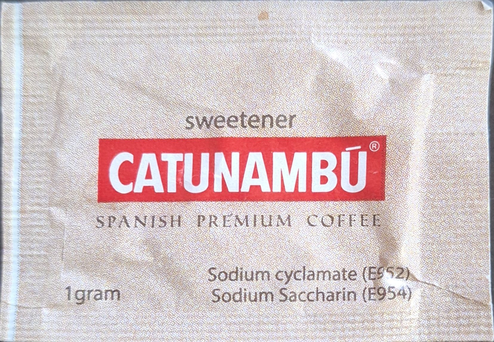 Sobres de edulcorantes de la marca de café CATUNANBÚ. Sobres de edulcorantes de la marca de café CATUNANBÚ.