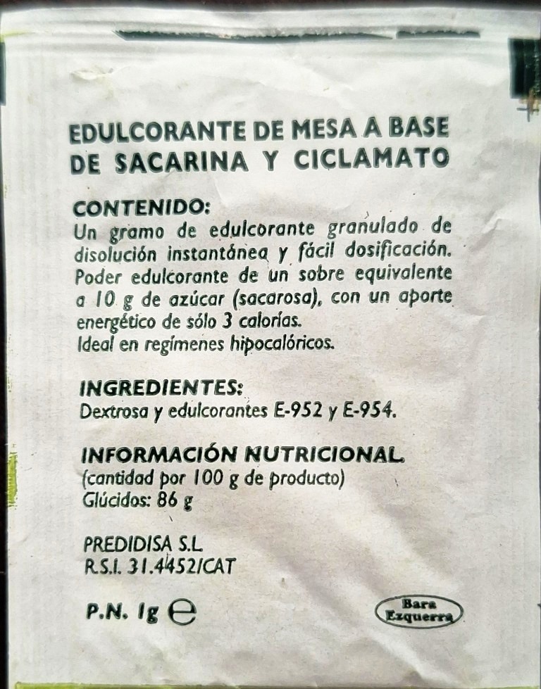 Sobres de edulcorantes de la marca de café 3JP. Sobres de edulcorantes de la marca de café 3JP.