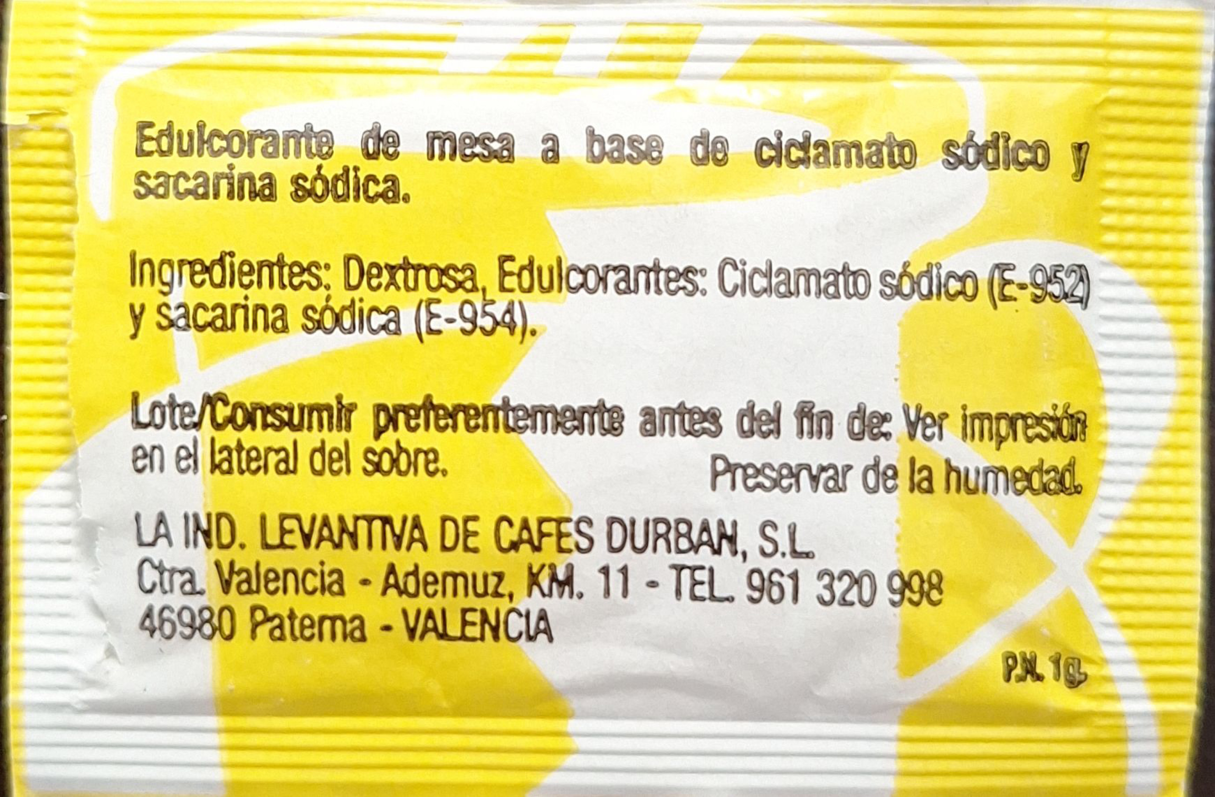 Sobres de edulcorantes de la marca de café DURBAN. Sobres de edulcorantes de la marca de café DURBAN.