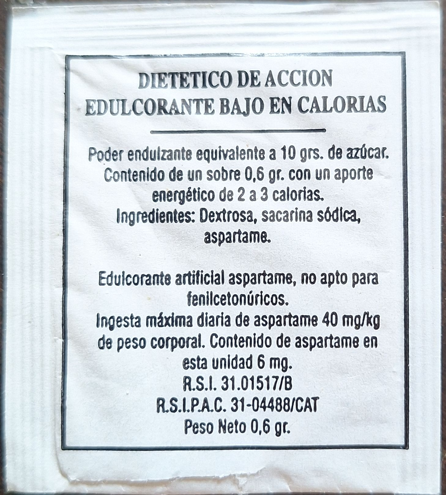 Sobres de edulcorantes de la marca de café DELSAMS. Sobres de edulcorantes de la marca de café DELSAMS.
