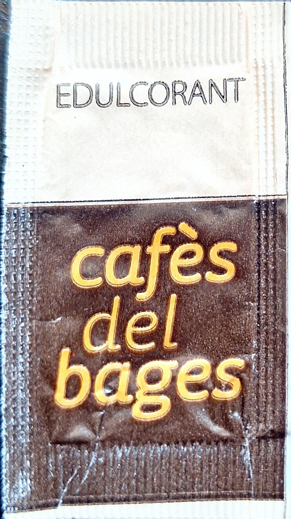 Sobres de edulcorantes de la marca de café DEL BAGES. Sobres de edulcorantes de la marca de café DEL BAGES.