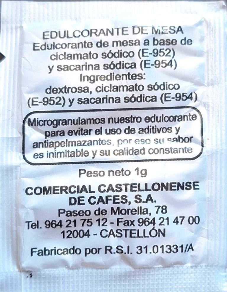 Sobres de edulcorantes de la marca de café JOYA. Sobres de edulcorantes de la marca de café JOYA.