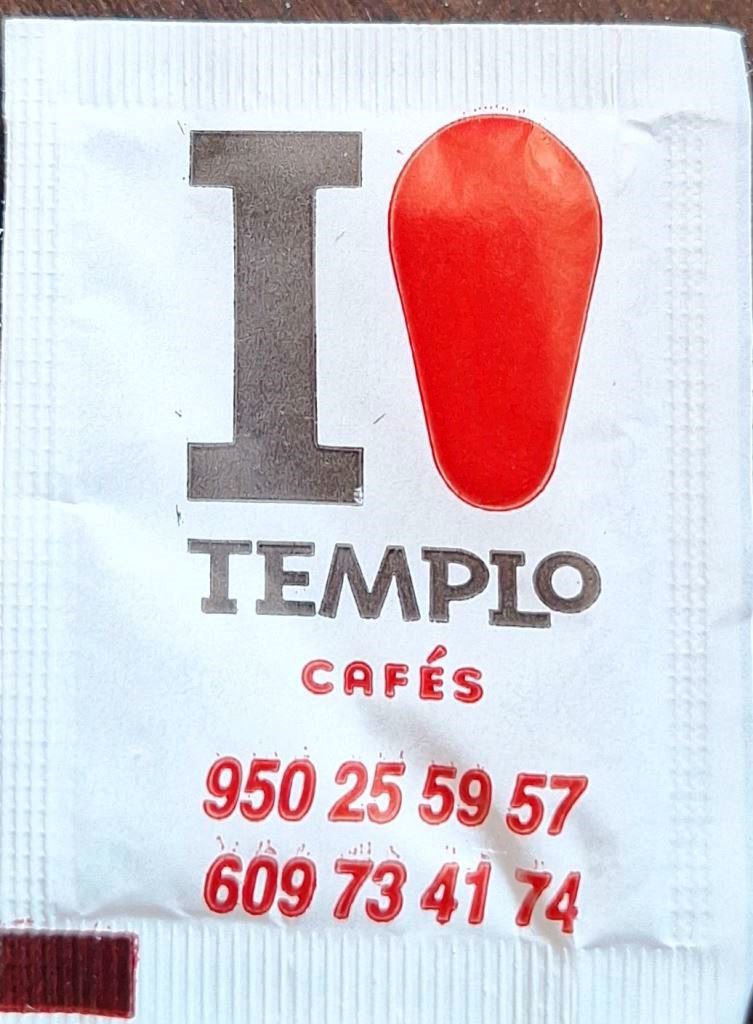 Sobres de edulcorantes de España de la marca de café TEMPLO. Sobres de edulcorantes de España de la marca de café TEMPLO.