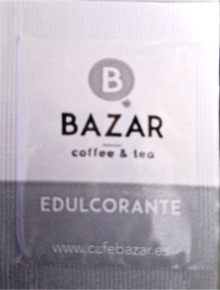 Sobres de edulcorantes de la marca de café BAZAR. Sobres de edulcorantes de la marca de café BAZAR.