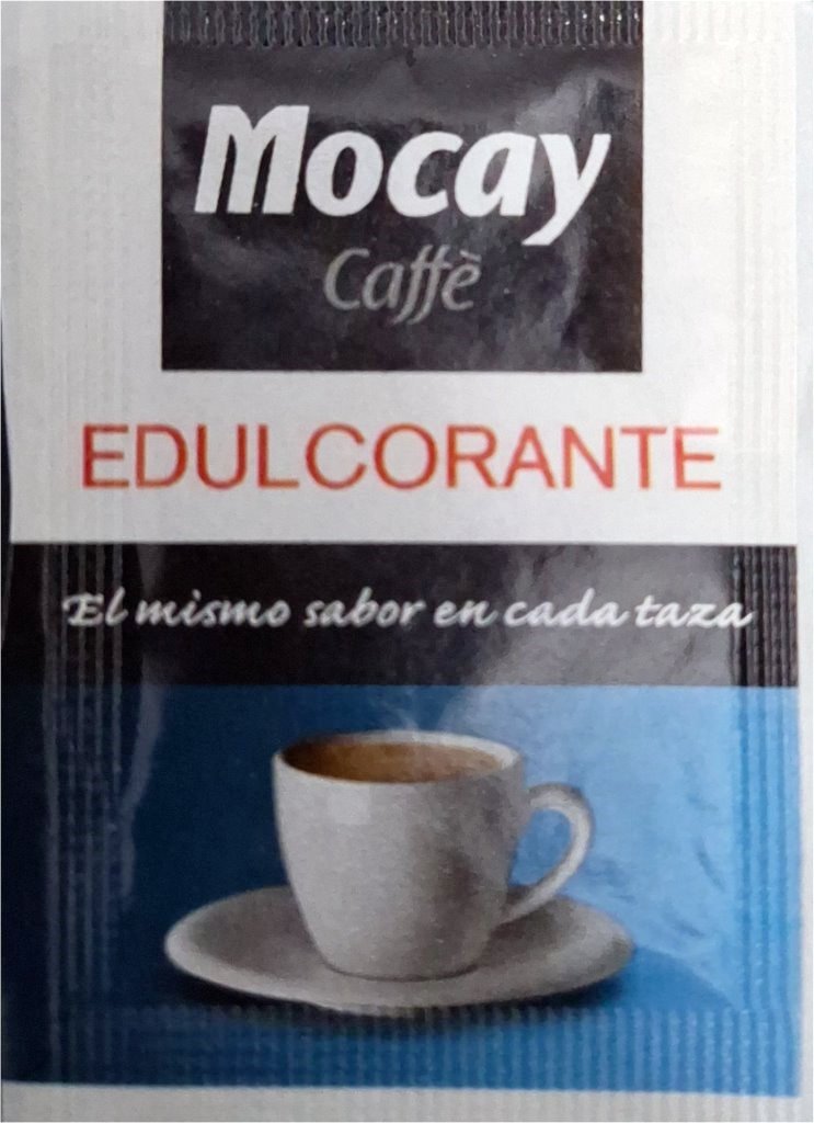 Sobres de edulcorantes de España de la marca de café MOCAY. Sobres de edulcorantes de España de la marca de café MOCAY.