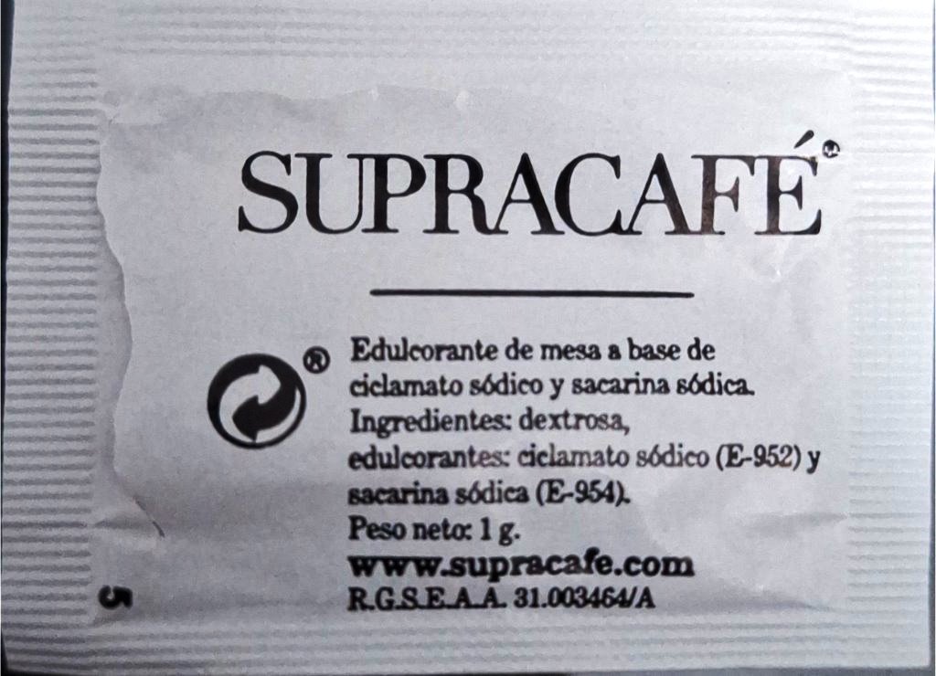 Sobres de edulcorantes de España de la marca de café SUPRACAFÉ. Sobres de edulcorantes de España de la marca de café SUPRACAFÉ.