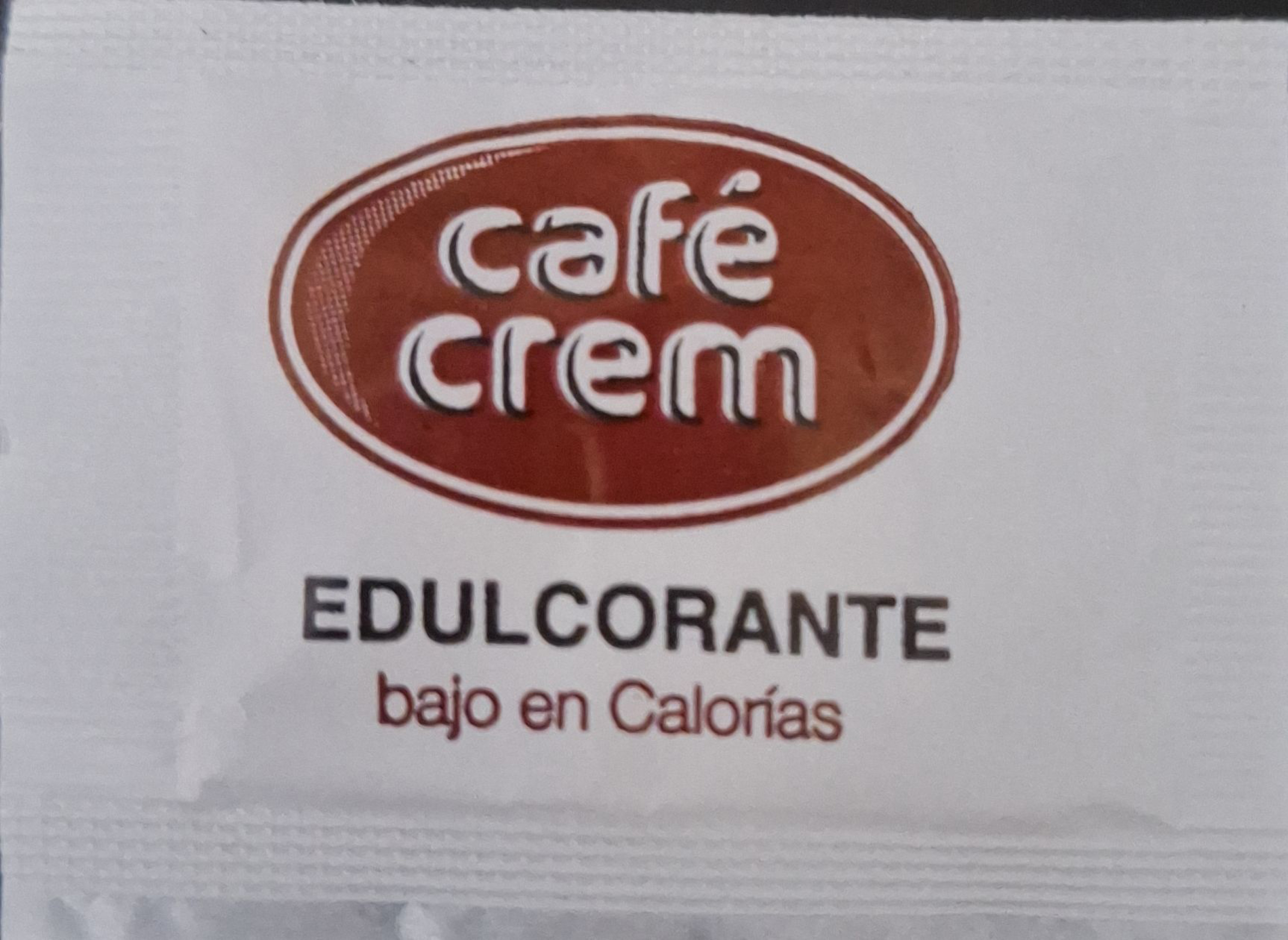 Sobres de edulcorantes de la marca de café CREM. Sobres de edulcorantes de la marca de café CREM.