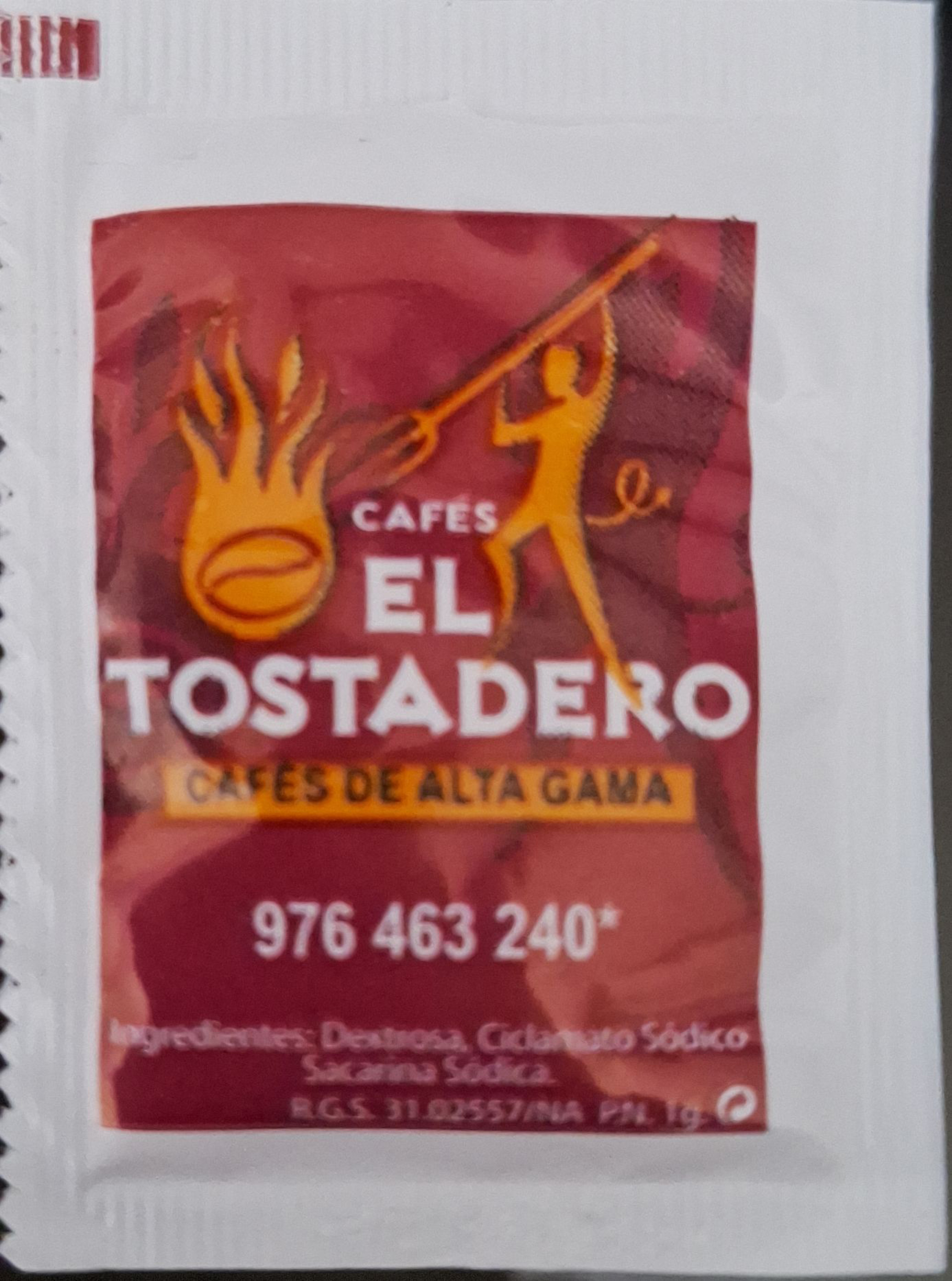 Sobres de edulcorantes de la marca de café EL TOSTADERO. Sobres de edulcorantes de la marca de café EL TOSTADERO.