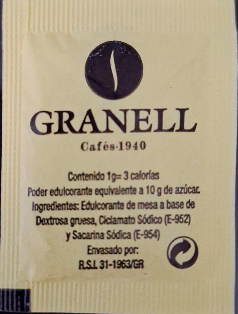 Sobres de edulcorantes de la marca de café GRANELL. Sobres de edulcorantes de la marca de café GRANELL.