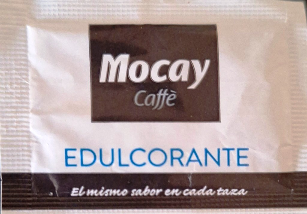 Sobres de edulcorantes de España de la marca de café MOCAY. Sobres de edulcorantes de España de la marca de café MOCAY.