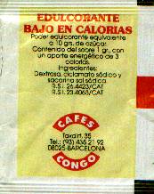 Sobres de edulcorantes de la marca de café CONGO. Sobres de edulcorantes de la marca de café CONGO.