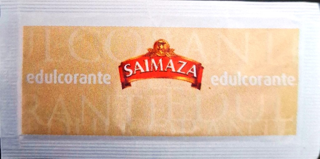 Sobres de edulcorantes de España de la marca de café SAIMAZA. Sobres de edulcorantes de España de la marca de café SAIMAZA.