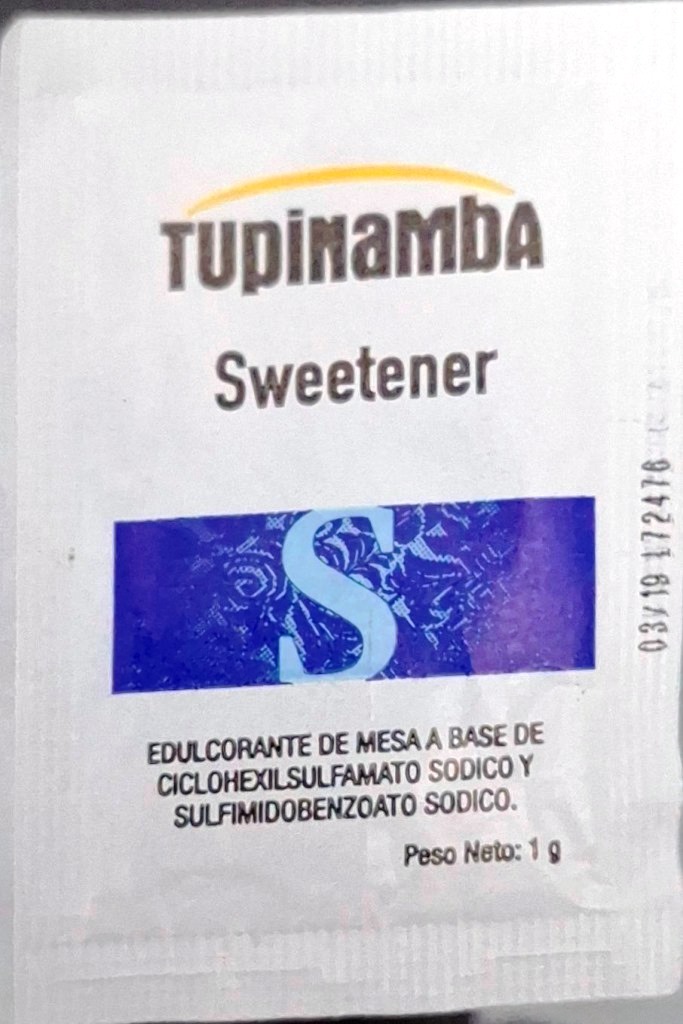 Sobres de edulcorantes de España de la marca de café TUPINAMBA. Sobres de edulcorantes de España de la marca de café TUPINAMBA.