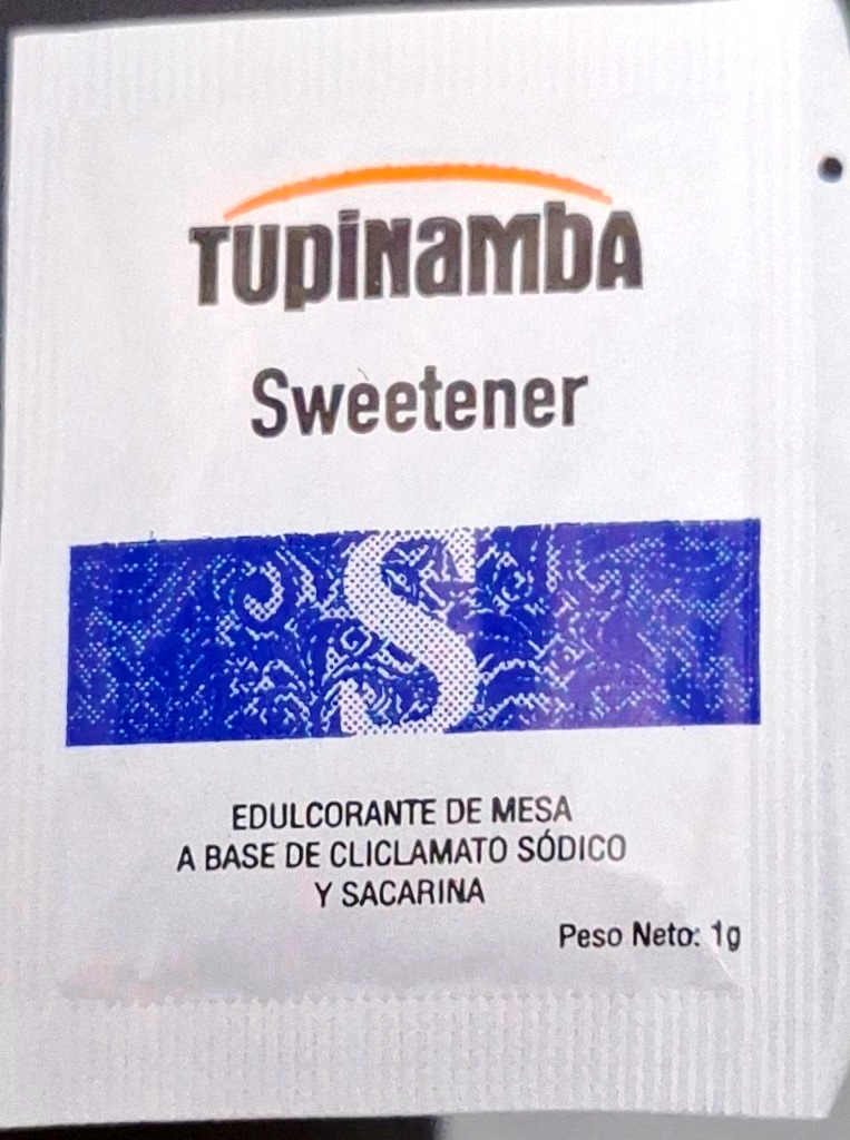 Sobres de edulcorantes de España de la marca de café TUPINAMBA. Sobres de edulcorantes de España de la marca de café TUPINAMBA.